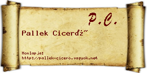 Pallek Ciceró névjegykártya